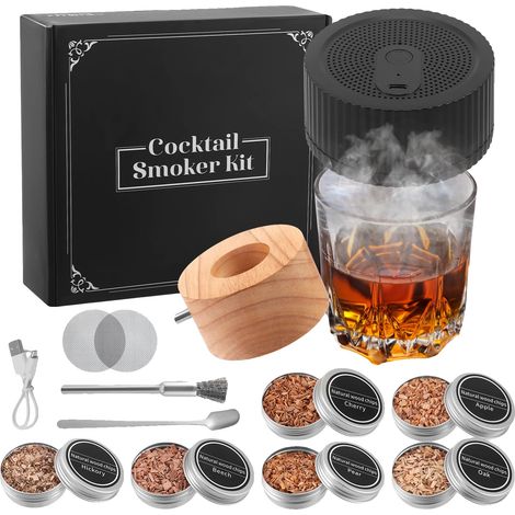 Affumicatore per cocktail, elettrico, include 6 aromi, nero (1/2)