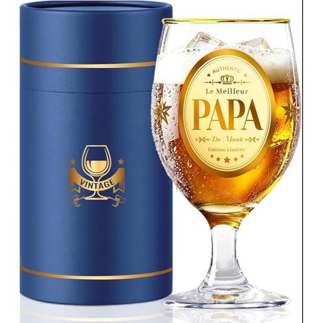 Verre à Bière "Le Meilleur Papa" avec Coffret Cadeau - Idée Cadeau Originale pour Fête des Pères, Anniversaire et Noël (400 ml) (1/5)
