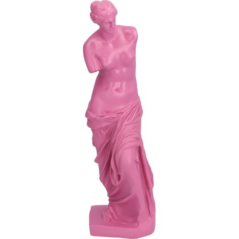 Figurine Déesse Miniature Bras Cassé Sculpture Décor Bureau Salon Petit Modèle (Rouge Rose) (1/4)