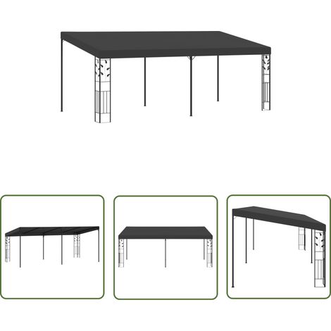 The Living Store Wand-Pavillon 6x3x,5 m Anthrazit - Gartenzelt - Partyzelt - Pavillon - Outdoor Möbel - Sonnenschutz (1/5)