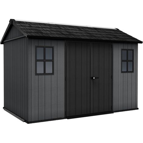 Keter Newton 1175 Gartenhaus - 230x350x246cm - Satteldach - Kunststoff - Grau - Natürlicher Holzlook - 15 Jahre Herstellergarantie