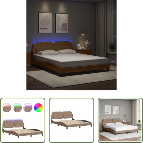 LED-Leuchten - Bettgestell mit LED ohne Matratze "Zadar" Cappuccino-Braun 160x200 cm (1/5)