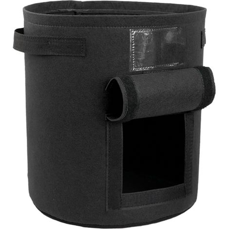(Petit Φ2530cm【4 gallons】Noir) 1 sac de plantation non tissé avec couvercle à charnière et poignée en forme de pot à pommes de terre pour planter po (1/5)