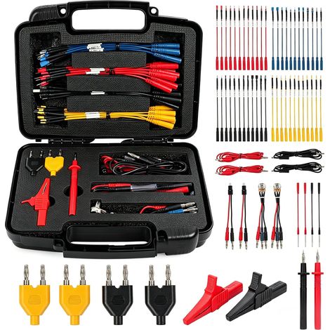 Câble multimetre tout silicone 68pcs 32A/1000V CAT III/IV, pointe de touche avec capot, pince crocodile, fiches 4mm pour diagnostic véhicule camion aiguille electricien testeur electrique (1/5)