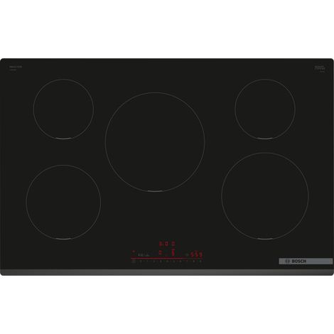 Bosch Serie 6 PIV831HB1E Piano cottura a induzione 80 cm 5 zone standard Nero. Colore del prodotto: Nero, Posizionamento dell'apparecchio: Da incasso, Dimensione della larghezza del piano cottura: ... (1/5)