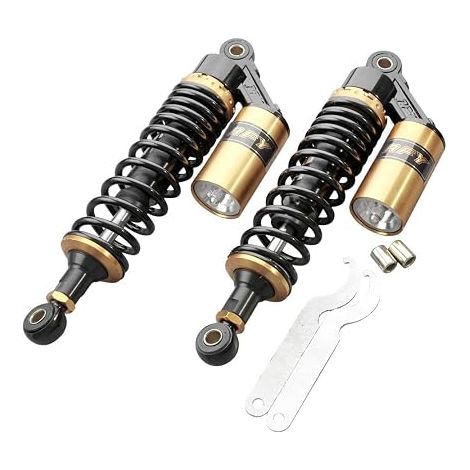 Universal 2ps Rear Shock Absorber Replacement 7mm Spring Suspension For VF700 CB125T CM125 CB350 CB500 VN250 CB750 CB1300 Off-Road Vehicle Motorcycle ATV 12.5 Inch 320 mm Black Gold (1/5)