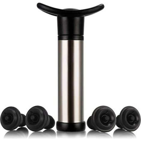 royaluxe - Pompe à vin Pompe à vide en acier inoxydable Utilisée pour la conservation du vin, la pompe à vin est utilisée pour éliminer l'air et la conservation du vin sous vide, avec 4 bouchons (1/5)
