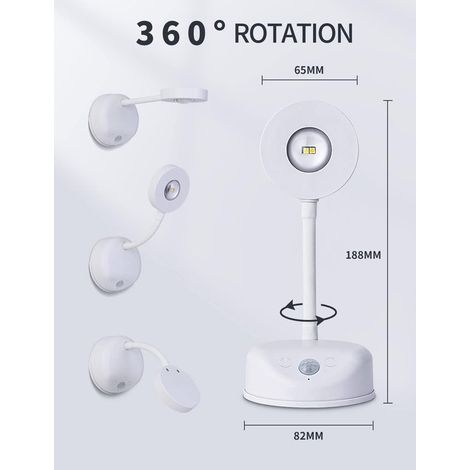 Kabelloser, batteriebetriebener Strahler mit Bewegungsmelder, LED Katzenaugenlampe, kleine Wandleuchte mit Strahler, bis zu 360 Grad drehbar. (we (1/5)