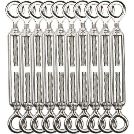 Tendeur Fil De Fer,M5 Tendeurs De Fil,Tendeur De Cable Crochet Et Crochet,Tendeurs De Cable En Acier Inoxydable 304,Utilisé Pour Cordes À Linge,Suspendre,Cable De Garde Corps -10 Pièces OO (1/5)