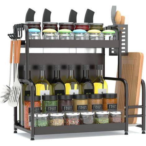 Gewürzregal Küche stehend Stahl 2 Lagen schwarz Organizer 2-couche (1/5)