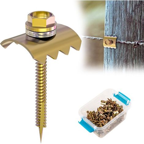 Gartenzaun 100-teiliges Set mit Zaunankern Schrauben für Weichholz-Zaunpfosten Befestigungselementen für Drahtgitterzäune wiederverwendbaren mit (1/2)