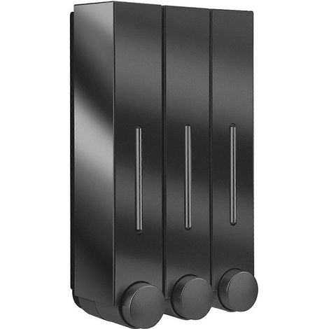 Wandmontierter, manueller Seifenspender, Handdesinfektionsmittelspender, Behälter für Handseife, Shampoo, Spülung, Duschgel, schwarz, 150 x 80 x 280 mm, silber - AquaForge (1/5)