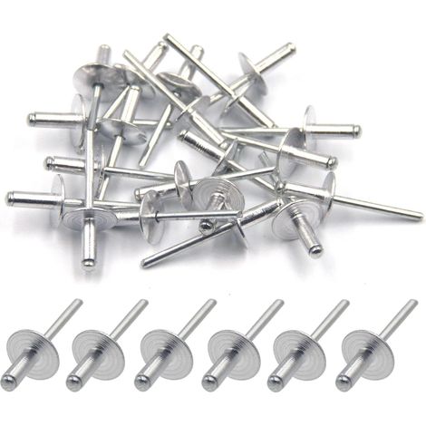 Lot de 50 rivets aveugles en aluminium à large bride 4,8 mm x 12 mm (argent)-ce [jkw] (1/5)