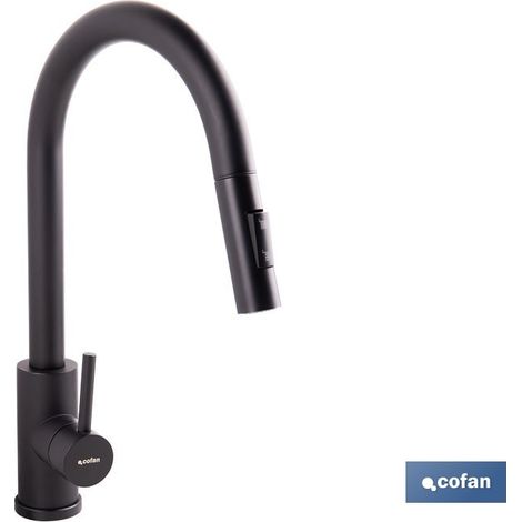Rubinetto per cucina nero estensibile con doppia uscita 39 x 25 x 5.4 cm (1/4)