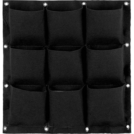Sac à Plantes Mural Sac de Plantation Suspendu Plante Sac De Croissance Jardinière Murale Verticale Intérieur Extérieur Fleur 9 Poches pour la maison. le bureau et le jardinage à la maison avec (Noir) (1/5)