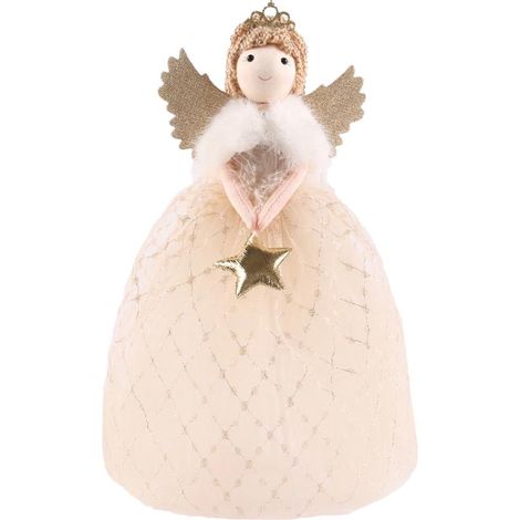 Angel Tree Topper - Non-Woven Fabric Christmas Tree Topper - Indoor Holiday Decoration - 26 X 12.5 X 17.5 Cm - 1 Piece (1/5)
