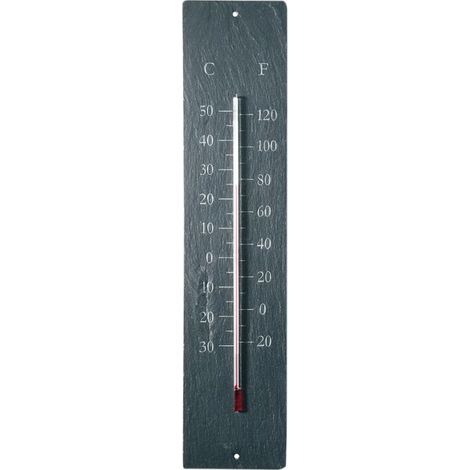 Esschert Design – Thermomètre de jardin en schiste 45 cm – Plage de -30°C à +50°C – Design élégant pour extérieur et intérieur (1/3)