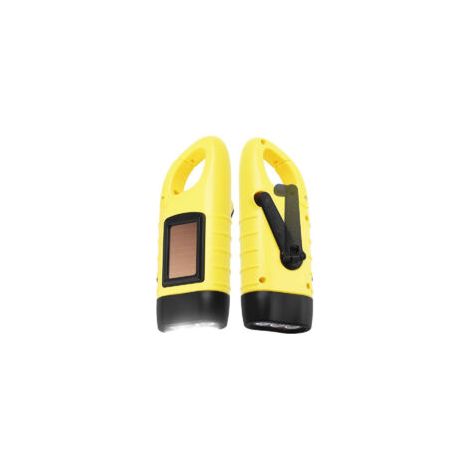 Solartaschenlampe, Kurbeltaschenlampe, tragbare Solar-LED-Taschenlampe, wiederaufladbare LED-Notfalltaschenlampe (gelb)