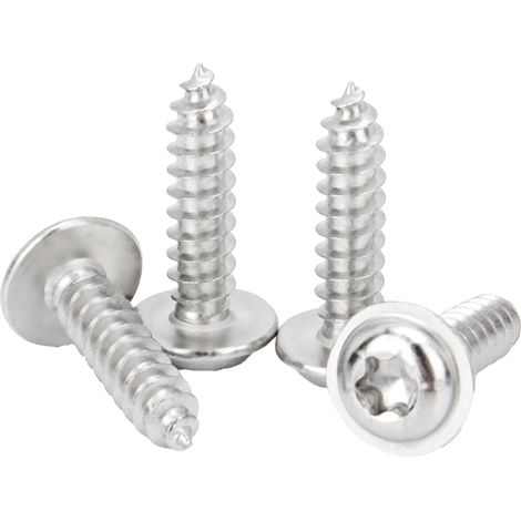 50 Pièces Vis Autotaraudeuses M4x10 mm, Acier Inoxydable A2 V2A Vis à Tête Plate Torx pour Bois, Vis Autoperceuses à Tête Ronde (1/5)