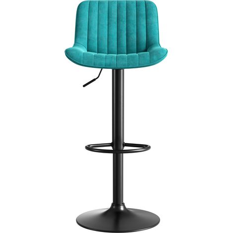 Set di 4 sgabelli da bar girevoli in velluto blu regolabili in altezza (1/5)