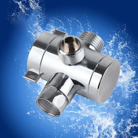 Válvula desviadora con adaptador en T [multifunción] de tres vías [ABS/metal] cromada [G1/2"] para ducha y bidé [baño] (1/5)