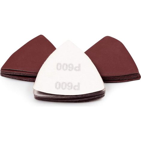 Lot de 30 feuilles de papier de verre triangulaires auto-agrippant grain 600 80 mm pour outil oscillant multi-usage, ponceuse de détail (1/5)