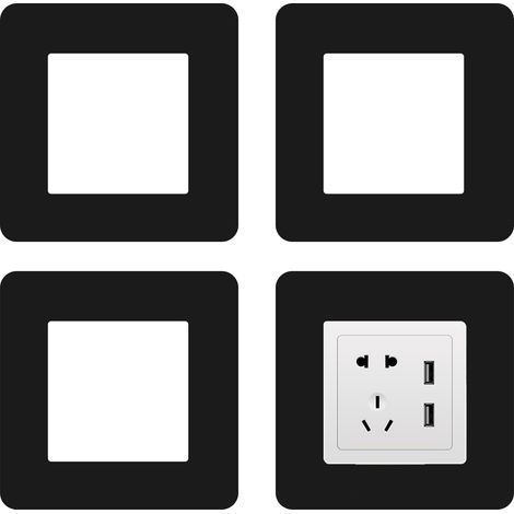 4 Pièces Cache Interrupteur Noir – Plaques de Protection pour Interrupteur Mural en Plastique Carré, Protection Murale pour Interrupteurs et Prises, Autocollants pour Interrupteur (1/5)