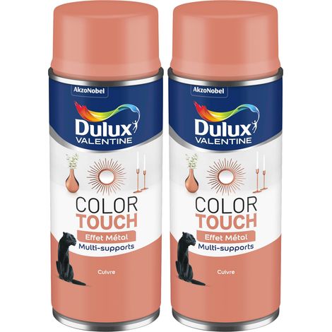 Lot de 2 - Peinture aérosol Color Touch Multi-Supports - Effet Metallisé Cuivre 400 ml - Dulux Valentine