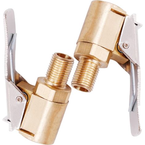 2pcs Car Tire Valve Adapter, 8mm Brass Tip Pump Valve Clip Clamp Connector Adapter for Car or Truck Tires