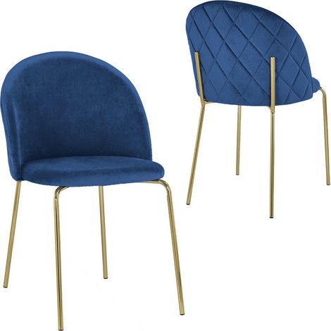 Lot de 2 chaises design en velours bleu KENNETH (1/5)
