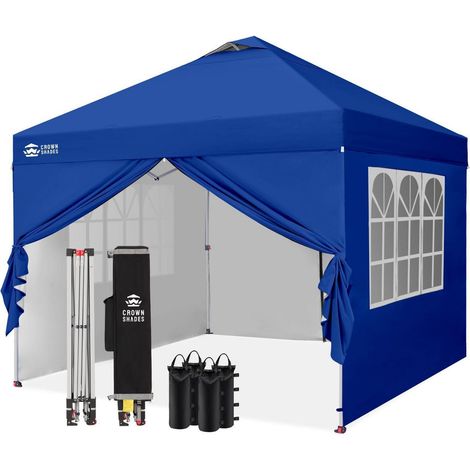 Faltpavillon 3x3m wasserdicht mit 4 Seitenteilen, UV-Schutz 50+, höhenverstellbar, marineblau (1/5)