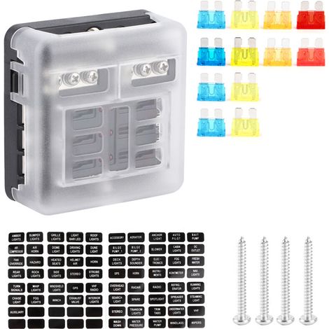 6-Way Fuse Box Blade Block Holder with LED Indicator for Automotive Marine Boat (1/5)