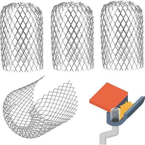 Lot de 4 Crépine de Feuilles, Filtre de Gouttière, Filtre de Toit en Acier Inoxydable, Extensible Filtres Gouttière en Aluminium pour Arrêter La Mousse, La Boue Et Autres Débris (Argent) (1/5)