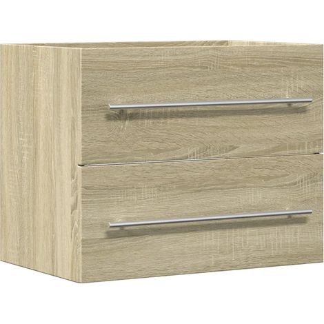 Armoire d'évier suspendue design moderne salle de bain 60 x 38,5 x 48 cm en bois d'ingénierie chêne sonoma (1/5)