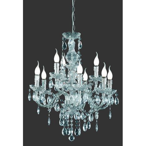 Grande Lampadario Classico Lüster Cromo con Pendenti 9xE14 Trio Lighting