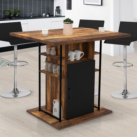 Isla central HAWKINS UGO 110 cm efecto madera negra y oscura con armarios de diseño industrial