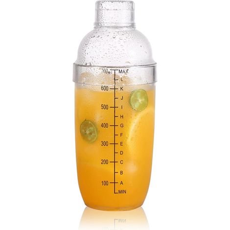 Shaker à cocktail transparent en plastique avec filtre à glace, doseur pour bubble tea et margarita, idéal pour bar et maison (1/5)
