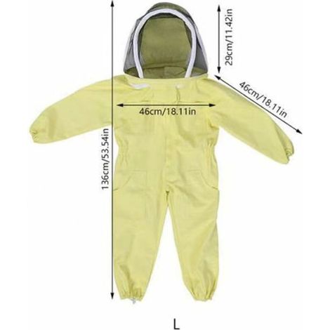 Abbigliamento da apicoltura per bambini, cotone, maniche lunghe, guanti inclusi, protezione di sicurezza, accessori per apicoltura, taglia L, giallo - ALTRO (1/3)