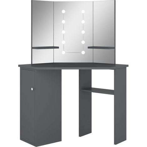 Maison Exclusive - Eck-Schminktisch mit LED Grau 111x54x141,5 cm