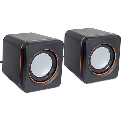 Système d'enceintes stéréo USB avec prises audio 3,5 mm pour connexion à un ordinateur portable ou de bureau, et contrôle du volume (1/5)