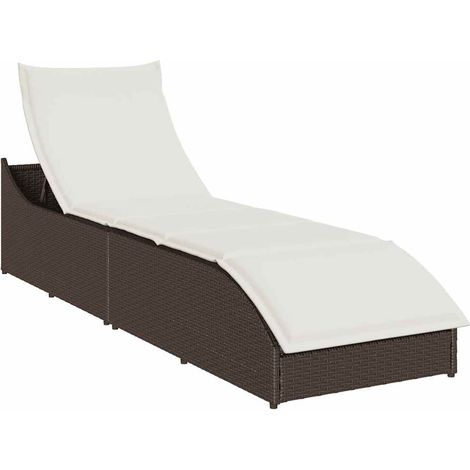 Klappliege mit Auflage und Stauraum Braun Poly-Rattan