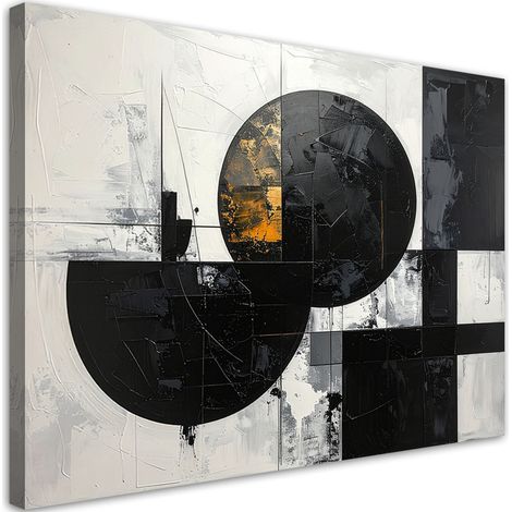 Quadro su tela, Astrattismo texture figure geometriche nero, 60x40 (1/5)