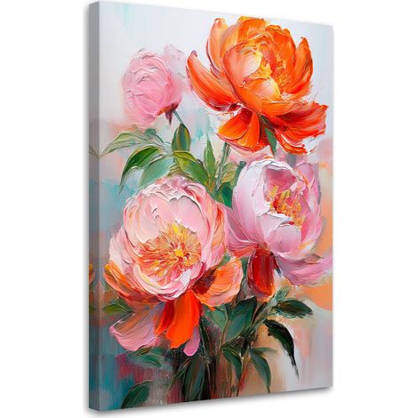 Quadro su tela, Peonie Fiori rosa Natura - 80x120 (1/3)