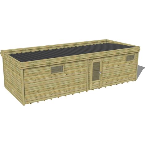 ABRI DE JARDIN bois traité 27mm, 9,1x3,4m, 31m2, Plancher (1/3)