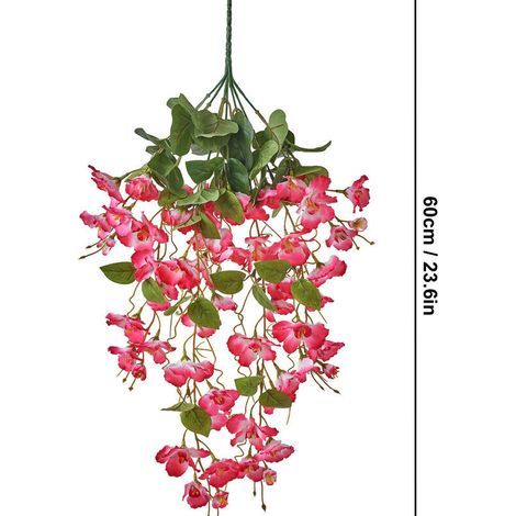 Plante suspendue artificielle – Lierre de bégonia 60 cm, durable, sans entretien, pour décoration de maison, balcon et jardin,Rouge-violet