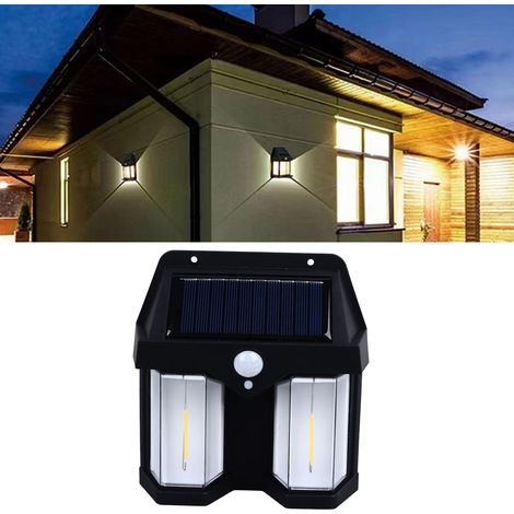 Luminaire mural solaire avec filament tungstène et détection de mouvement - Projecteur LED waterproof ABS pour jardin, terrasse ou allée avec batterie lithium 18650 1800mAh (1/5)