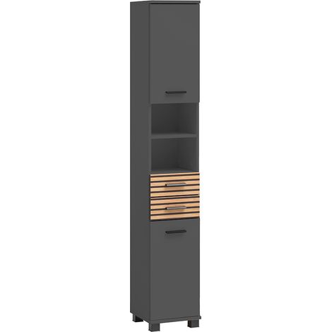 Badezimmer Hochschrank anthrazit, Akustikpaneel-Optik KANE-80 (1/3)