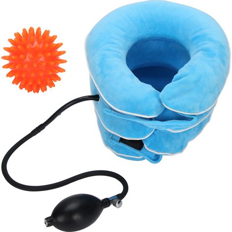 Aufblasbare Halskrause mit Massageball – Nackentraktionsgerät Blau (1/5)