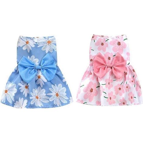 Vestido para perro de 2 piezas, falda para mascota, ropa para perros, vestidos con pajarita para cachorros. (1/4)