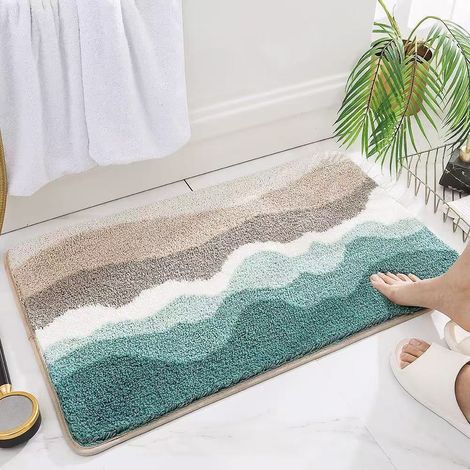 Rutschfeste Badematte, ultraweich, waschbar, hoch saugfähig, schnelltrocknend, erhältlich in den Mustern Strand, Ozean, Muschel und Seestern, 50 x 80 cm. (1/5)